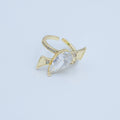 24K Gold plated Clear CZ Teardrop Micro Paved Geometric Ring | O857 