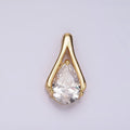 24K Gold plated Clear CZ Teardrop Open Curved Bail Pendant | N1940 - DLUXCA