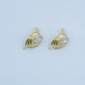 24K Gold plated Clear CZ Teardrop Round Lined Drop Stud Earrings | Z1148 - DLUXCA