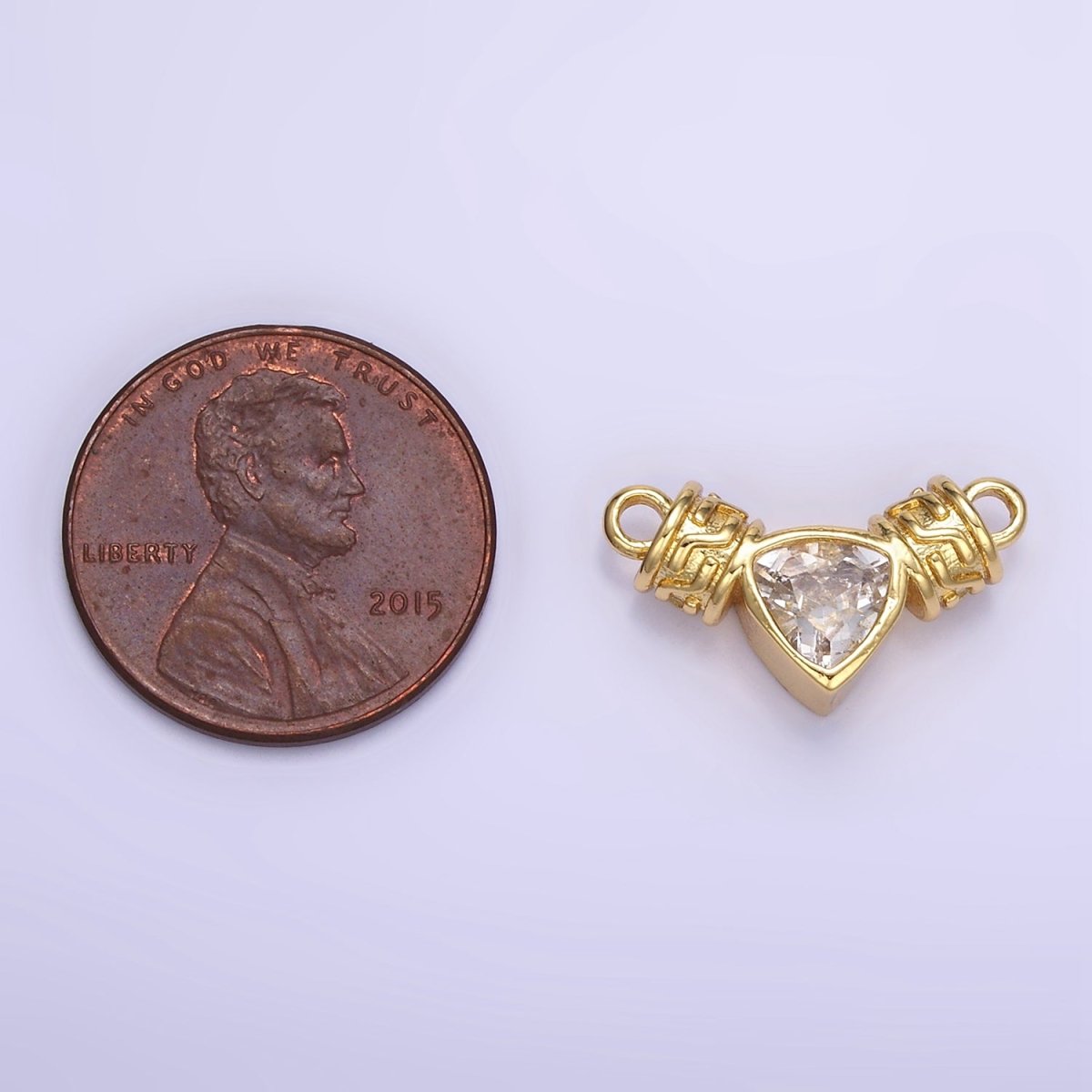 24K Gold plated Clear CZ Triangle Geometric Tube Connector | F165 - DLUXCA