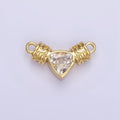 24K Gold plated Clear CZ Triangle Geometric Tube Connector | F165 - DLUXCA