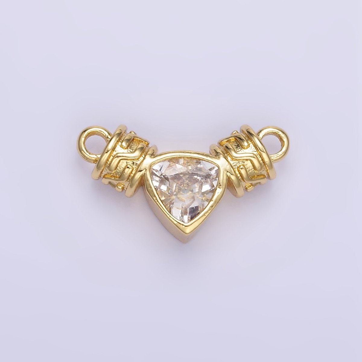 24K Gold plated Clear CZ Triangle Geometric Tube Connector | F165 - DLUXCA