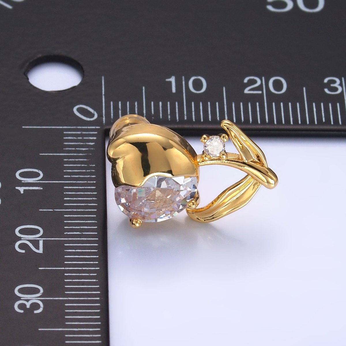 24K Gold plated Clear CZ Tulip Flower Stud Earrings | AB793 