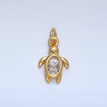 24K Gold plated Clear CZ Turtle Tortoise Mini Charm in Gold & Silver | X857 - DLUXCA