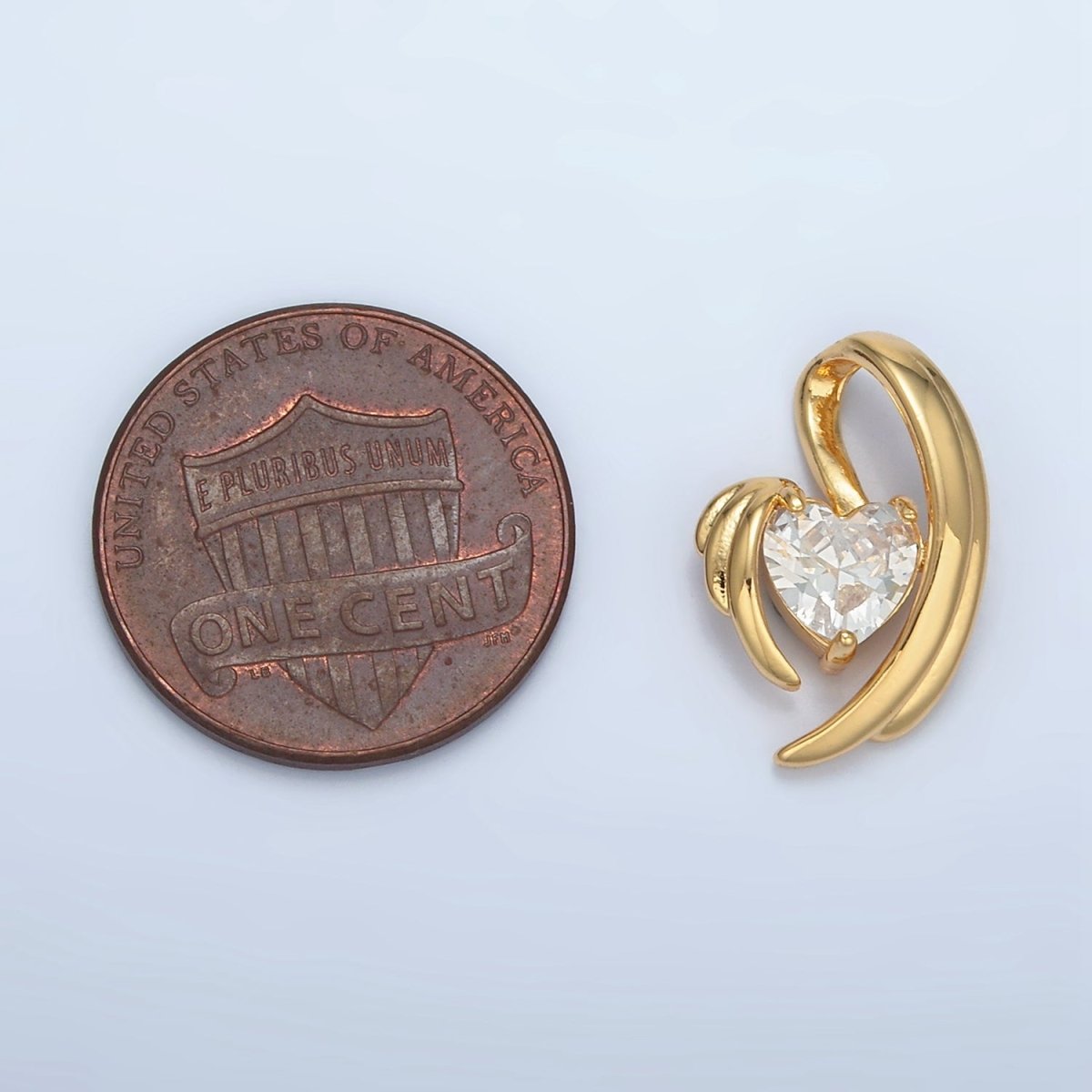 24K Gold plated Clear CZ Wavy Heart Pendant | AA - 865 - DLUXCA
