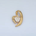 24K Gold plated Clear CZ Wavy Heart Pendant | AA - 865 - DLUXCA