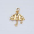 24K Gold plated Clear Dotted CZ Rain Umbrella Weather Charm | E041 - DLUXCA