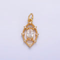 24K Gold plated Clear Marquise CZ Open Dotted Outline Geometric Charm in Gold & Silver | W417 