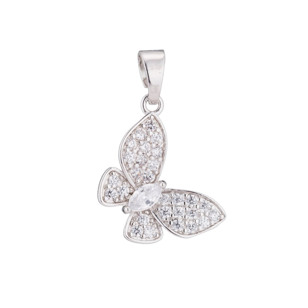 24K Gold plated Clear Marquise Micro Paved CZ Butterfly Animal Pendant | H019