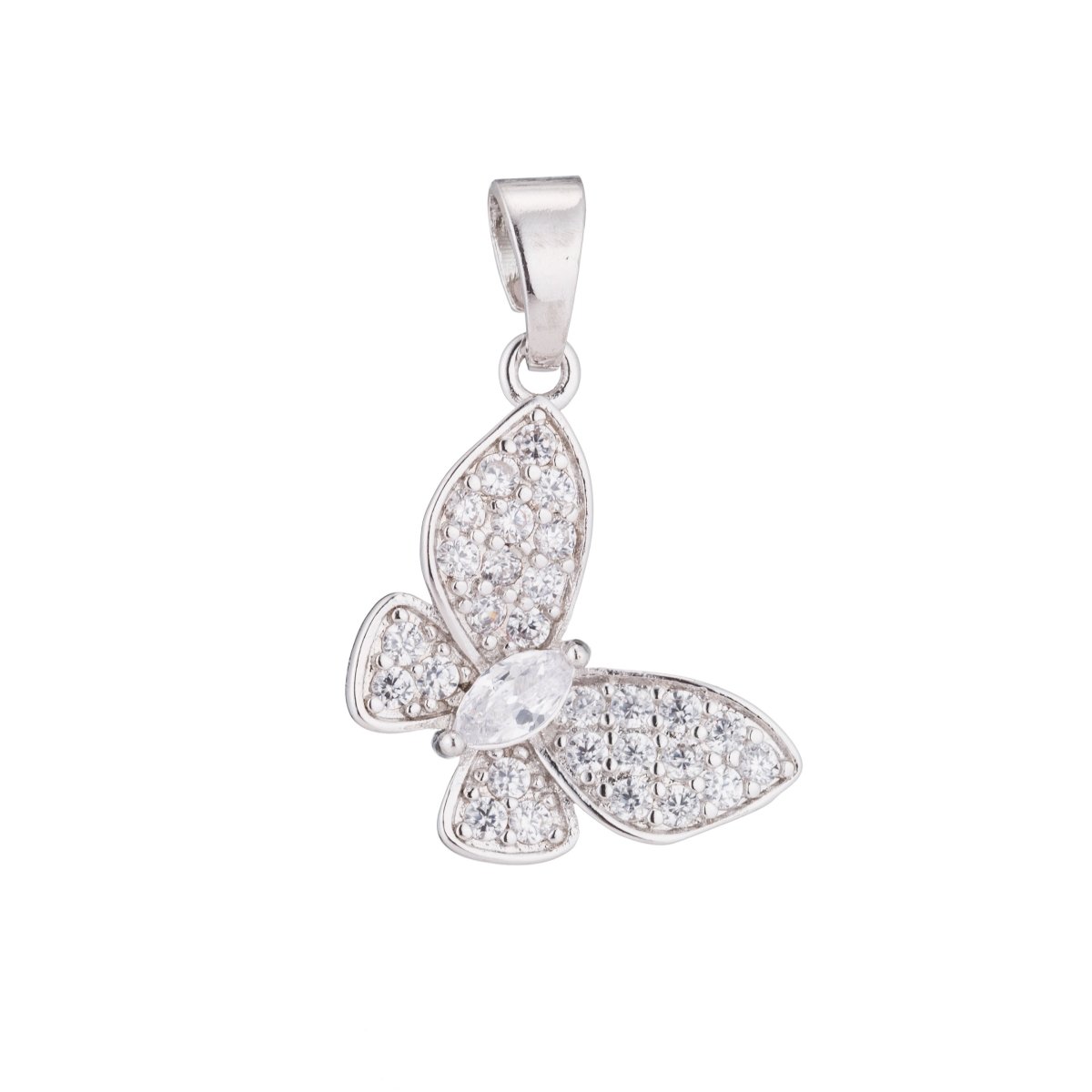 24K Gold plated Clear Marquise Micro Paved CZ Butterfly Animal Pendant | H019