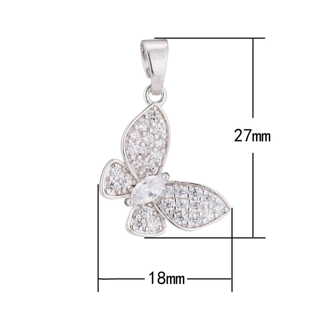 24K Gold plated Clear Marquise Micro Paved CZ Butterfly Animal Pendant | H019
