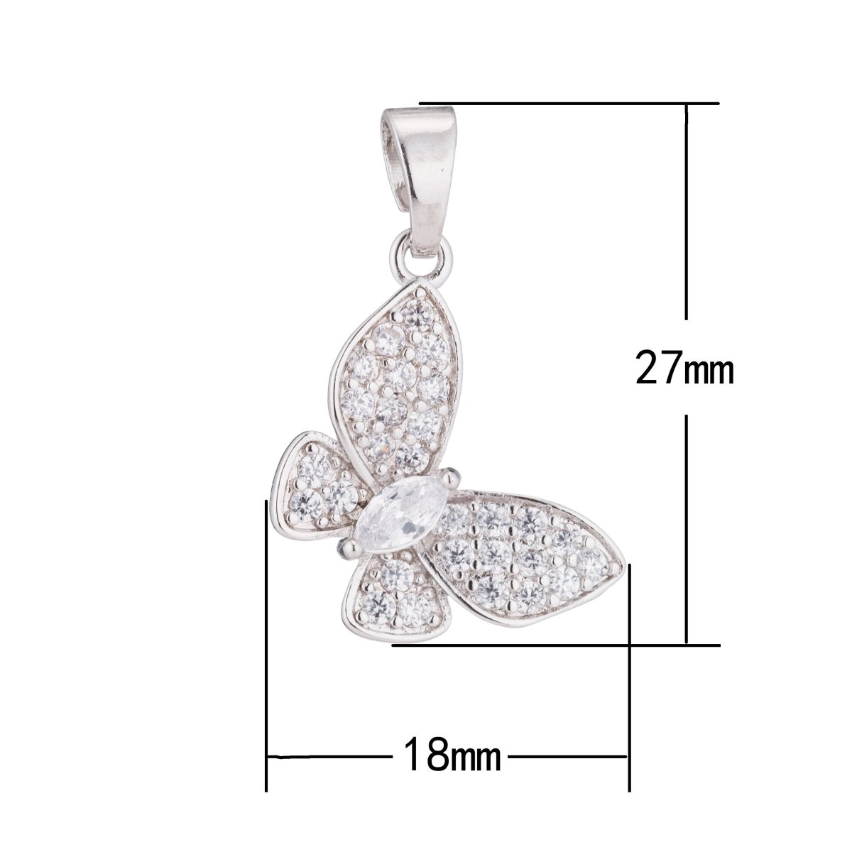 24K Gold plated Clear Marquise Micro Paved CZ Butterfly Animal Pendant | H019