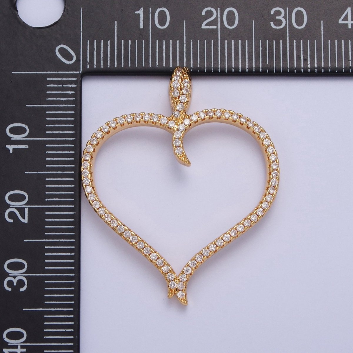 24K Gold plated Clear Micro Pave Heart Cubic Zirconia Pendant, Love Valentine Charm For Jewelry Necklace Making X-434 - DLUXCA