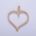 24K Gold plated Clear Micro Pave Heart Cubic Zirconia Pendant, Love Valentine Charm For Jewelry Necklace Making X-434 - DLUXCA