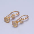 24K Gold plated Clear Micro Pave Seashell Clam Charm Dangle Star Cubic Zirconia French Hook Earrings P-404 - DLUXCA