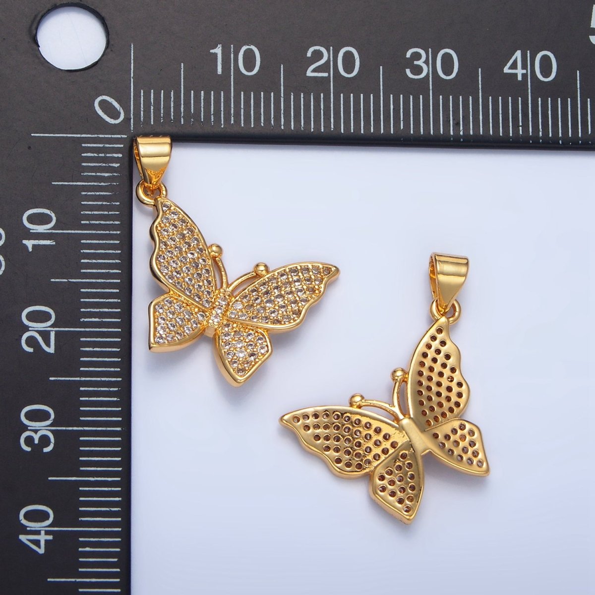 24K Gold plated Clear Micro Paved Butterfly Insect Pendant | AA142 - DLUXCA