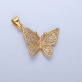 24K Gold plated Clear Micro Paved Butterfly Insect Pendant | AA142 - DLUXCA