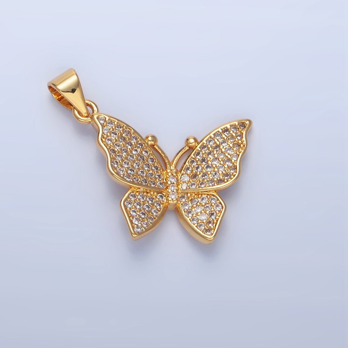 24K Gold plated Clear Micro Paved Butterfly Insect Pendant | AA142 - DLUXCA