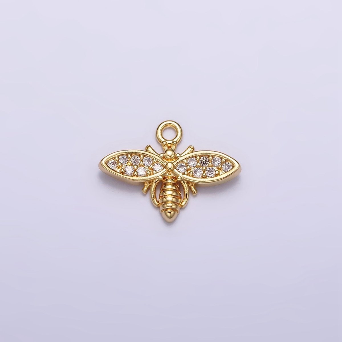 24K Gold plated Clear Micro Paved CZ Insect Bee Wasps Add-On Charm | AC1427 - DLUXCA