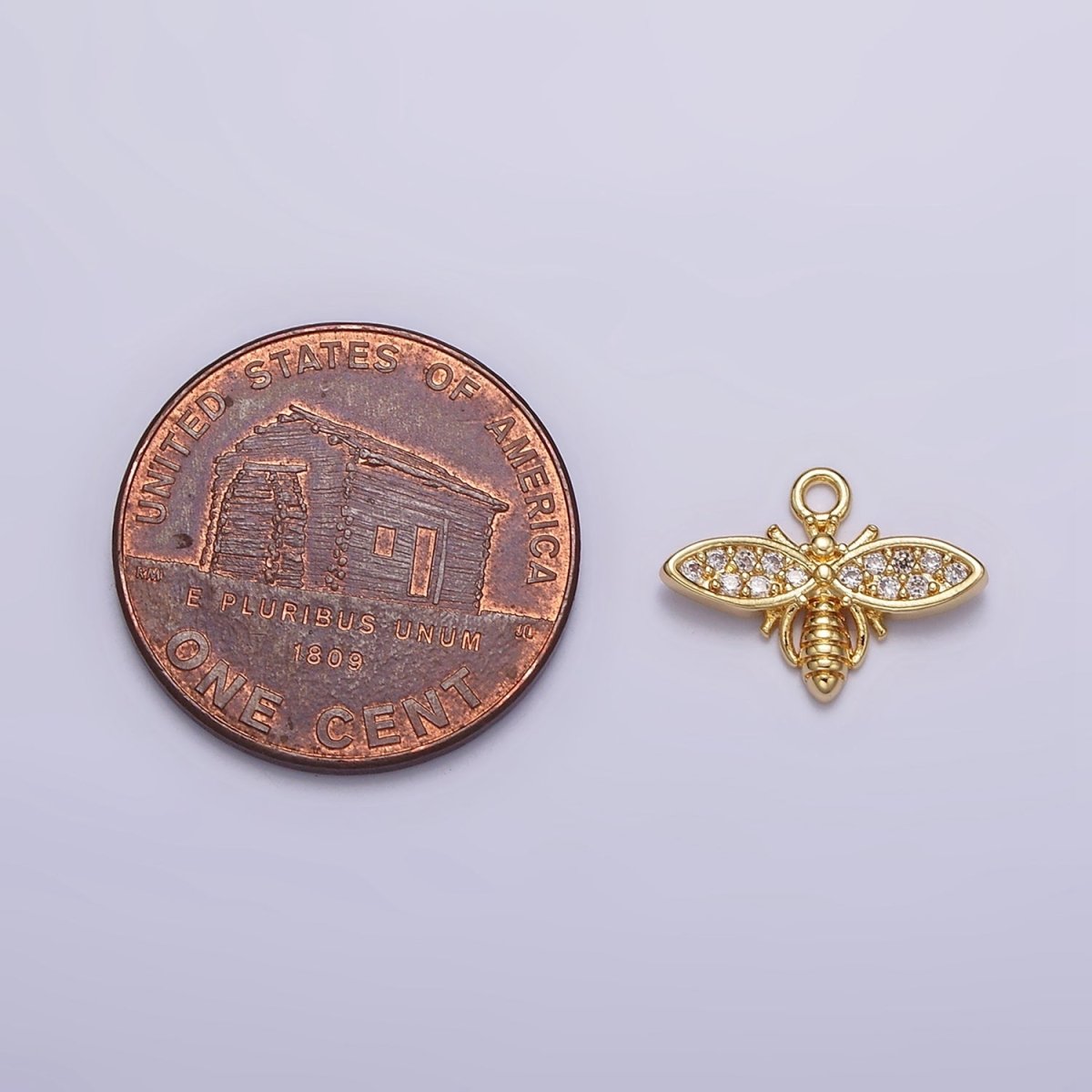 24K Gold plated Clear Micro Paved CZ Insect Bee Wasps Add-On Charm | AC1427 - DLUXCA