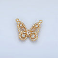24K Gold plated Clear Micro Paved CZ Open Butterfly Insect Connector | F443 - DLUXCA