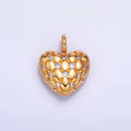 24K Gold plated Clear, Multicolor CZ Quilted Heart Charm | W262 W263 - DLUXCA
