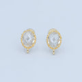 24K Gold plated Clear Multifaceted Round Drop Stud Earrings Findings | Z1114 - DLUXCA
