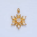 24K Gold plated Clear, Pink CZ Micro Paved Flower Charm | W081