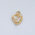 24K Gold plated Clear, Pink CZ Molten Bezel Heart Mini Charm | AC129