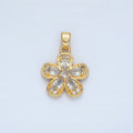 24K Gold plated Clear, Pink, Yellow CZ Flower Pendant | AA877 AA878 - DLUXCA