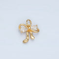 24K Gold plated Clear, Purple CZ Ribbon Bow Charm | X563 - DLUXCA