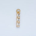 24K Gold plated Clear, Purple, Green, Pink, Blue Gradient Triple Baguette CZ Linear Charm | X570 - X572
