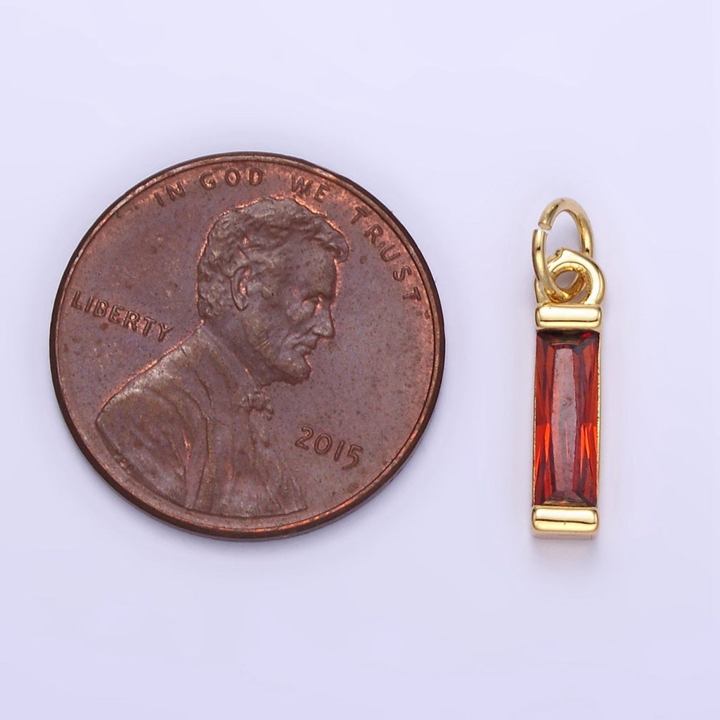 24K Gold plated Clear, Purple, Peach, Red, Pink Baguette CZ Add - On Charm | E358 - E360 - DLUXCA