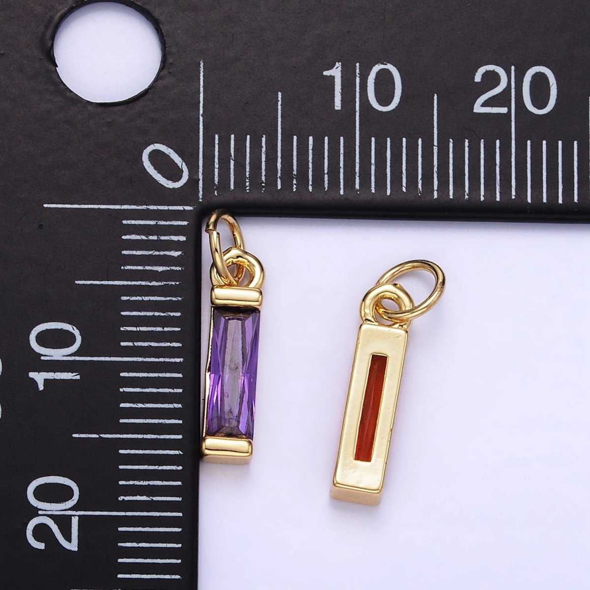 24K Gold plated Clear, Purple, Peach, Red, Pink Baguette CZ Add - On Charm | E358 - E360 - DLUXCA