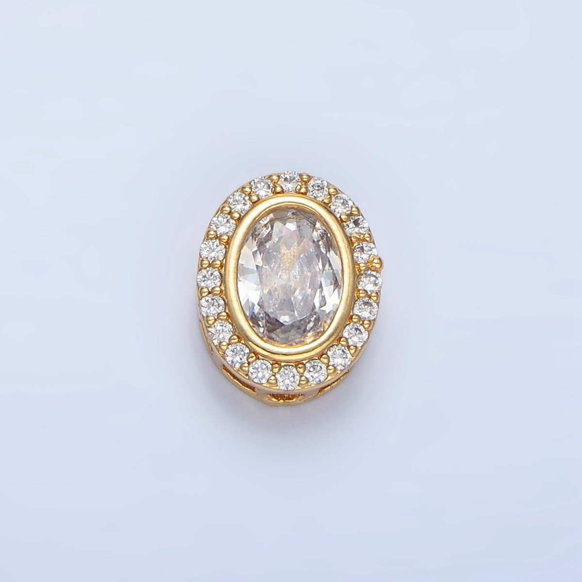 24K Gold plated Clear, Purple, Pink CZ Micro Paved Oval Bead | B169 - B170 - DLUXCA