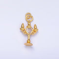 24K Gold plated Clear, Red CZ Heart Candle Candelabrum Charm in Gold & Silver | W339 - DLUXCA