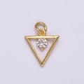 24K Gold plated Clear Round CZ Open Triangle Charm | AC878 - DLUXCA