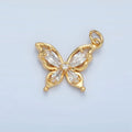 24K Gold plated Clear Teardrop CZ Open Butterfly Charm | X560 - DLUXCA