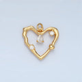 24K Gold plated Clear Teardrop CZ Open Molten Heart Charm in Gold & Silver | E374