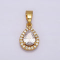 24K Gold plated Clear Teardrop Micro Paved CZ Pendant in Gold & Silver | AA461 AA462