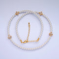 24K Gold plated Clear, Turquoise Flower Shell Pearl 17 Inch Necklace | WA - 3072 WA - 3073 