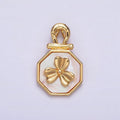 24K Gold plated Clover Shell Pearl Molten Bail Hexagonal Pendant | AA604 - DLUXCA