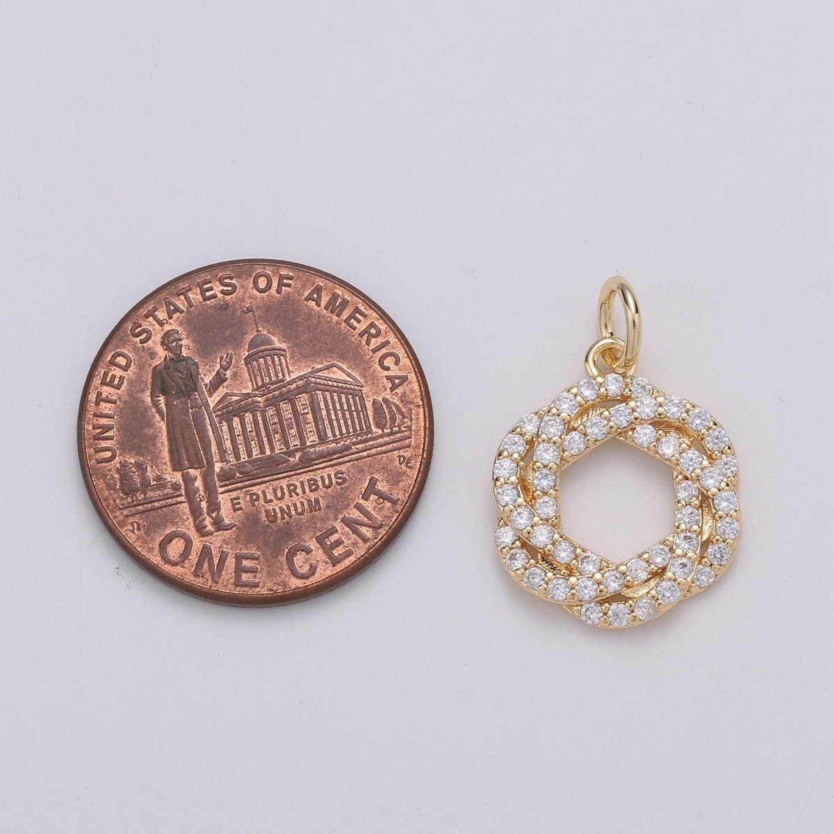 24K Gold plated Cluster CZ Wreath of Eternity Charm, Micro Pave CZ Circle Pendant , Gold plated Pendant, For DIY Jewelry, Rose Gold C-829 - DLUXCA