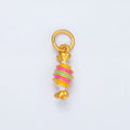24K Gold plated Pink, Blue Twisted Candy Enamel Charm | M146