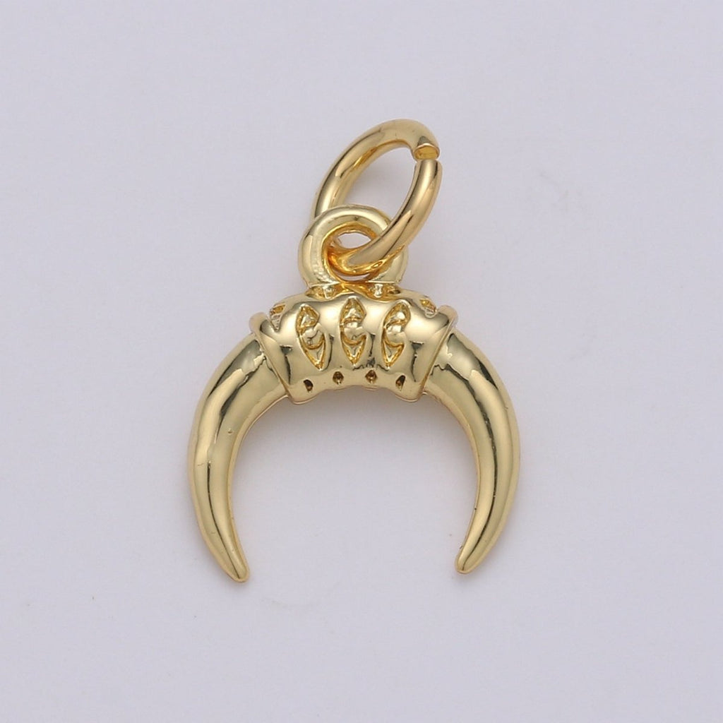 24K Gold plated Cow Horn Charm E-069 - DLUXCA