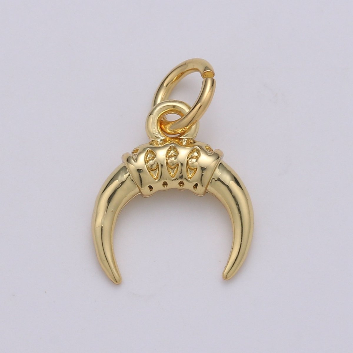24K Gold plated Cow Horn Charm E-069 - DLUXCA