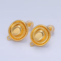 24K Gold plated Cowboy Hat Multidimensional 3D Open Loop Drop Stud Earrings Findings | Z999 - DLUXCA