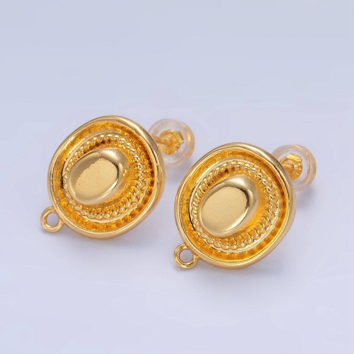 24K Gold plated Cowboy Hat Multidimensional 3D Open Loop Drop Stud Earrings Findings | Z999 - DLUXCA