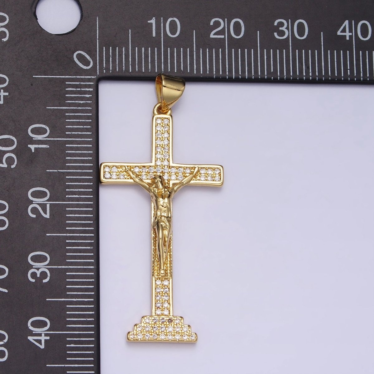 24K Gold plated Cross Pendant | Jesus Crucifix Pendant | Religious Cross Charm Necklace AA252 AA253