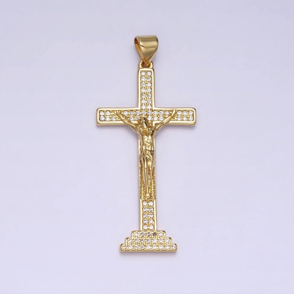 24K Gold plated Cross Pendant | Jesus Crucifix Pendant | Religious Cross Charm Necklace AA252 AA253